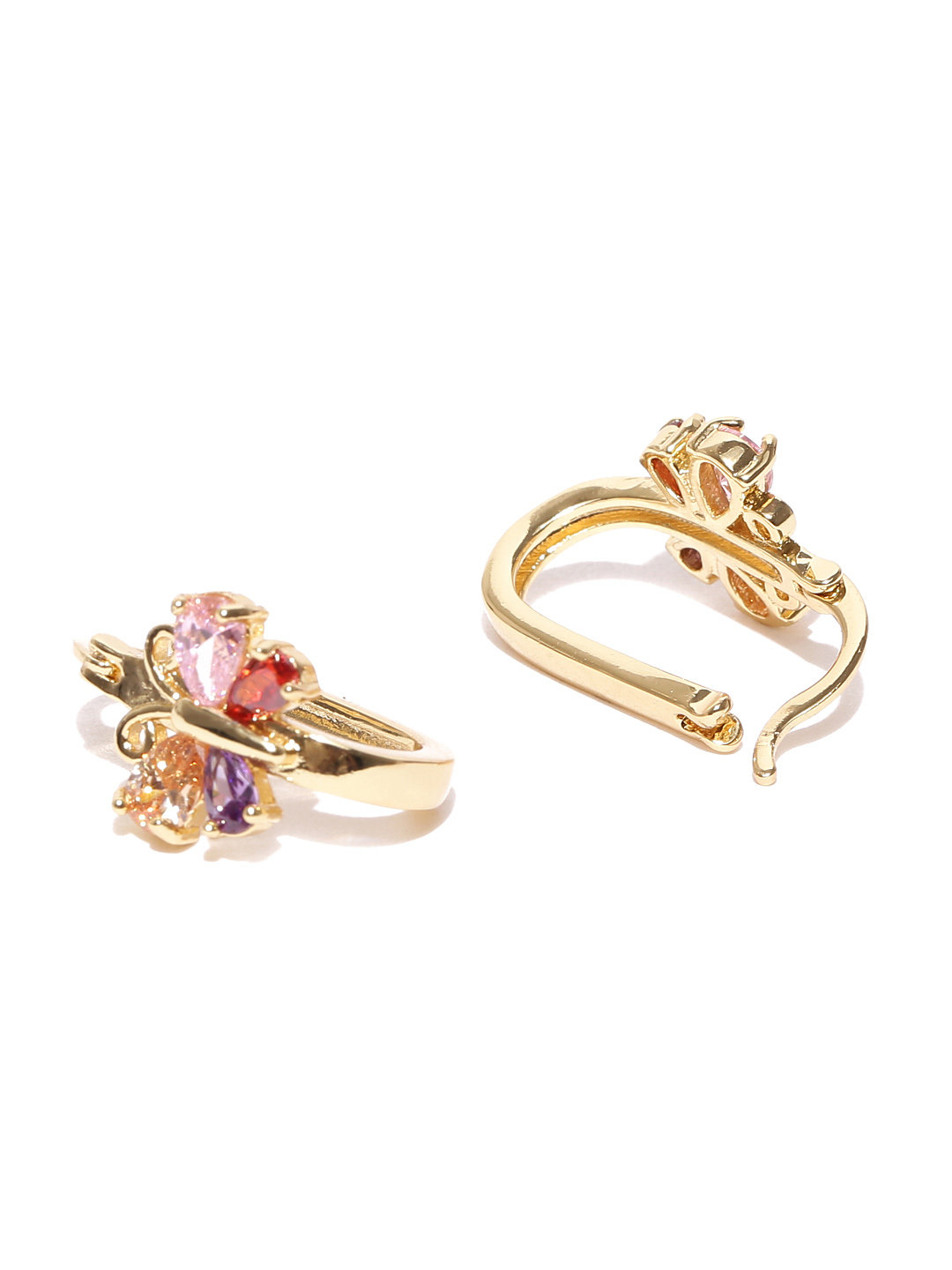 YouBella Red  Purple Gold-Plated Stone Stud Earrings